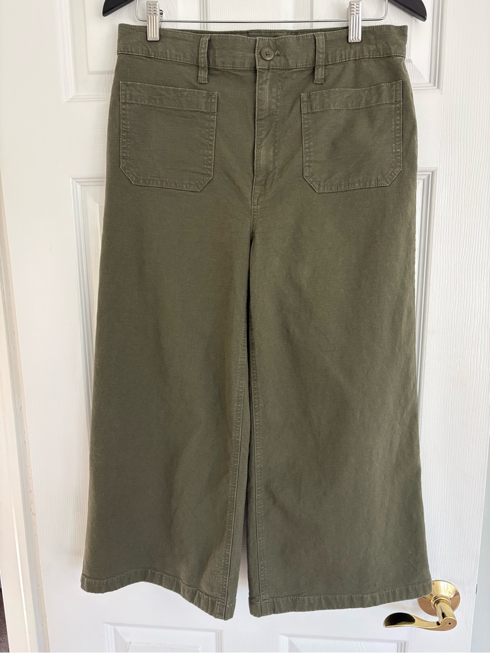 J. Crew Point Sur Washed Wide-Leg Crop High-Rise Pants Olive Green Size 30